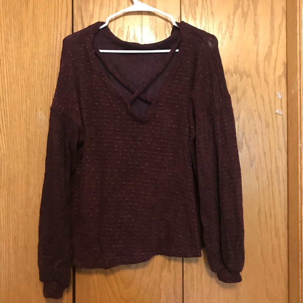 Burgundy Criss-Cross Sweater